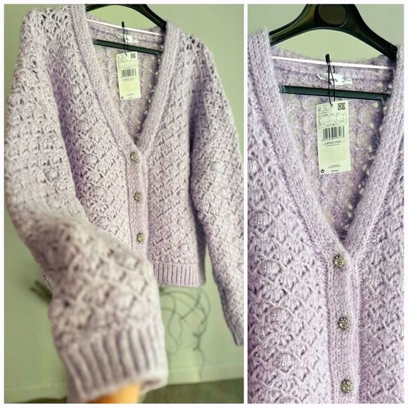 Mango Light Purple Cardigan With Jewel Buttons New - Picture 4 of 5